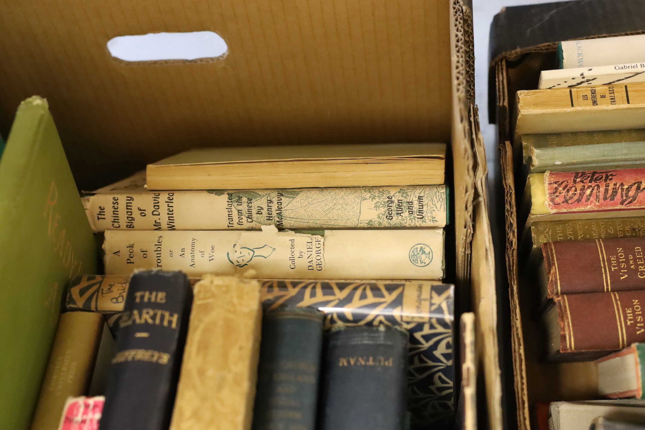 Two boxes of mixed books.